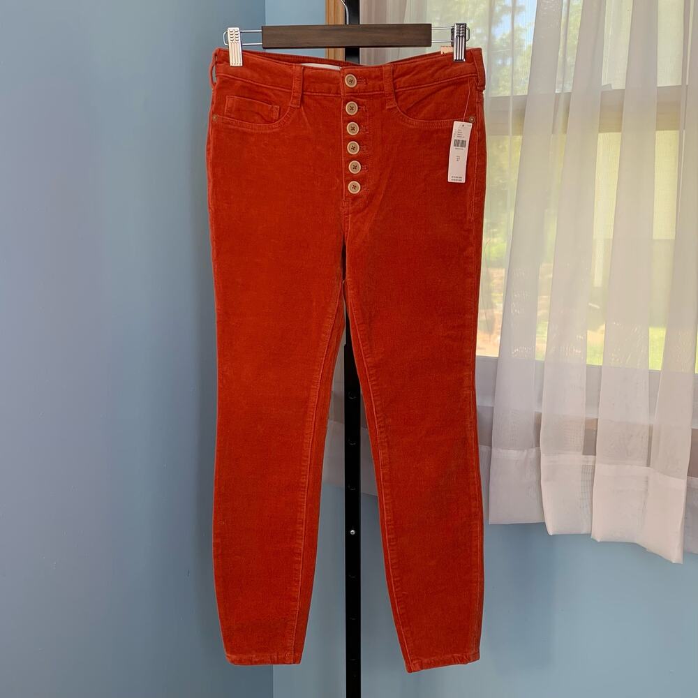 NWT Anthropologie Pilcro Orange High Rise Skinny Corduroy Pants Size 27